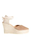 Manebi Hamptons Suede Low-wedge Sandals In Beige