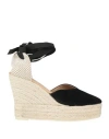 Manebi Manebí Hamptons Suede Heart-shaped Wedge Espadrilles In Black