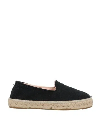 MANEBI MANEBÍ WOMAN ESPADRILLES BLACK SIZE 8 TEXTILE FIBERS
