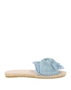 Manebi Denim Knotted Flat Slides In Blue