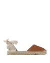 Manebi Manebí Woman Espadrilles Camel Size 10 Soft Leather, Textile Fibers In Brown
