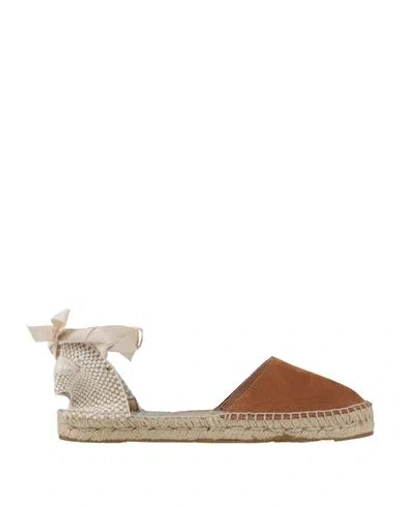 Manebi Manebí Woman Espadrilles Camel Size 10 Soft Leather, Textile Fibers In Brown