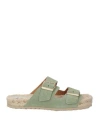 Manebi Manebí Woman Espadrilles Sage Green Size 8 Leather In Brown