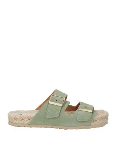 Manebi Manebí Woman Espadrilles Sage Green Size 8 Leather In Brown