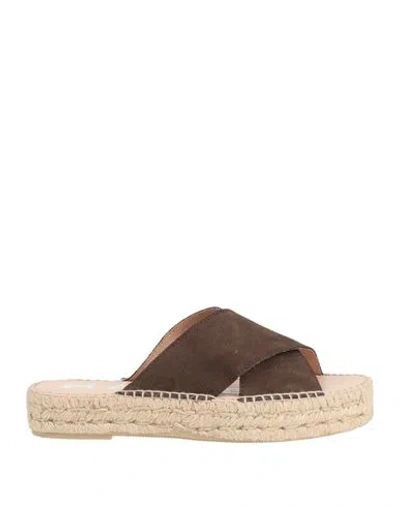 Manebi Manebí Woman Espadrilles Chocolate Brown Size 8 Leather