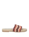 Manebi Single-strap Striped Flat Raffia Sandals In Brown