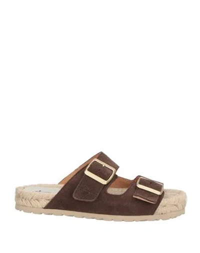 MANEBI MANEBÍ WOMAN ESPADRILLES DARK BROWN SIZE 7 COW LEATHER