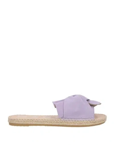 MANEBI MANEBÍ WOMAN ESPADRILLES LILAC SIZE 6 LEATHER