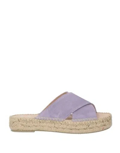 MANEBI MANEBÍ WOMAN ESPADRILLES LILAC SIZE 8 LEATHER