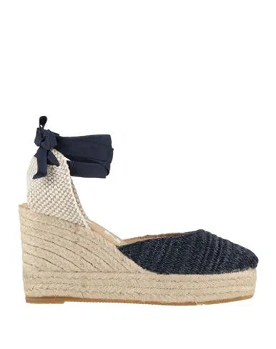 Manebi Manebí Woman Espadrilles Navy Size 7 Natural Raffia In Blue