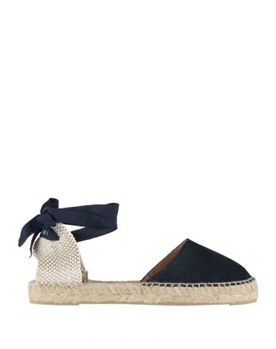 Manebi Manebí Woman Espadrilles Navy Size 8 Leather, Textile Fibers In Black