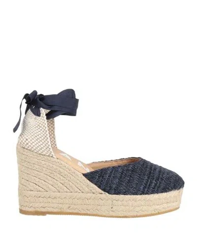 Manebi Manebí Woman Espadrilles Navy Size 8 Textile Fibers, Natural Raffia In Blue