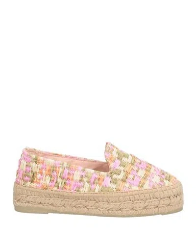Manebi Manebí Woman Espadrilles Pink Size 7 Natural Raffia