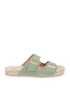 Manebi Womens Green Hamptons Nordic Double-buckle Flat Suede Sandals In Sage Green