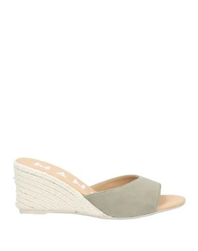 Manebi Manebí Woman Espadrilles Sage Green Size 8 Leather
