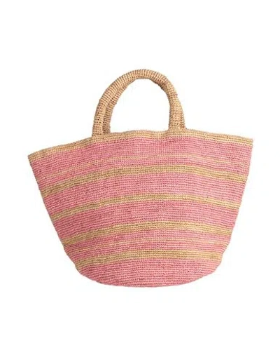 Manebi Manebí Woman Handbag Pink Size - Natural Raffia