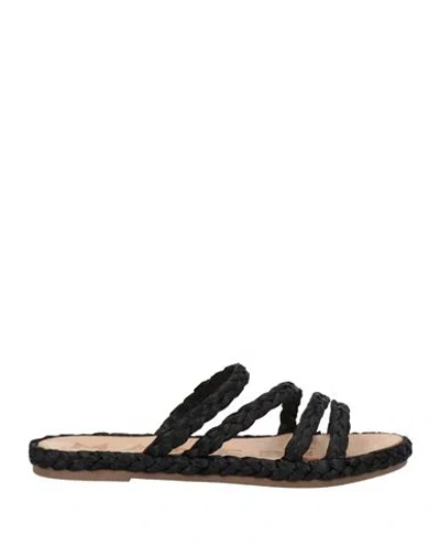 Manebi Manebí Woman Sandals Black Size 11 Natural Raffia