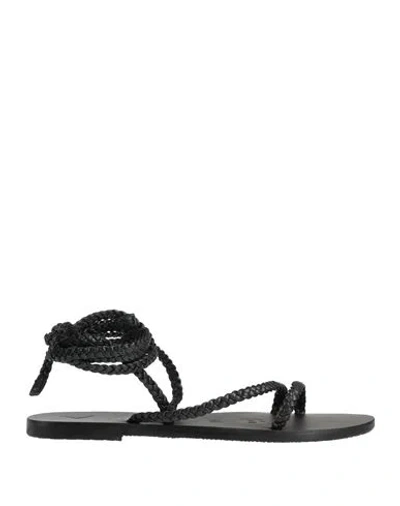 Manebi Canyon Leather Sandals In Black