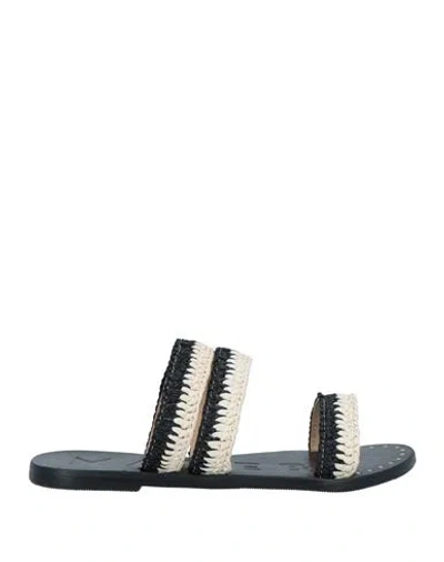 Manebi Manebí Woman Sandals Black Size 8 Natural Raffia