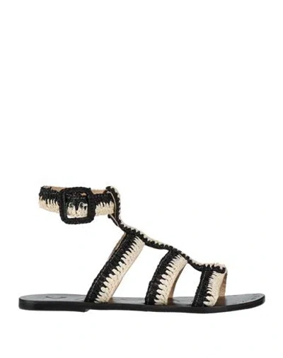 Manebi Manebí Woman Sandals Black Size 8 Natural Raffia