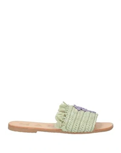 Manebi Manebí Woman Sandals Light Green Size 8 Natural Raffia