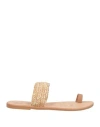Manebi Manebí Woman Thong Sandal Beige Size 8 Leather, Natural Raffia