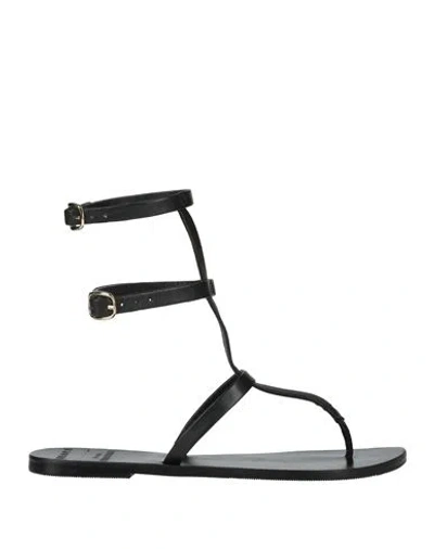 Manebi Manebí Woman Thong Sandal Black Size 8 Leather