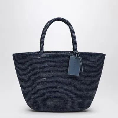 Manebi Women's Bag Panier Blue Raffia