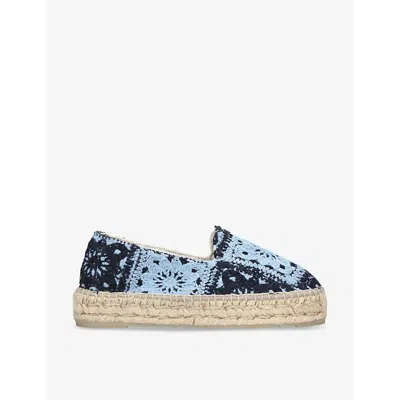Manebi Womens Blue Other Yucatan Double-sole Raffia-jute Espadrilles