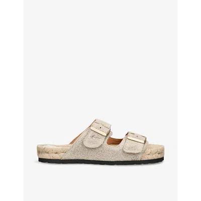 Manebi Womens Bone La Havana Double-buckle Flat Hemp Sandals