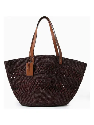 MANEBI WOMEN'S CHOCOLATE-COLOURED BASKET BAG