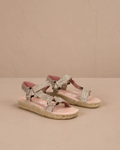 Manebi Women's Lurex Cotton Blend Hiking Sandal In Gold In Pink