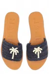 Manebi Embroidered Open Toe Flat Sole Sandals In Multi