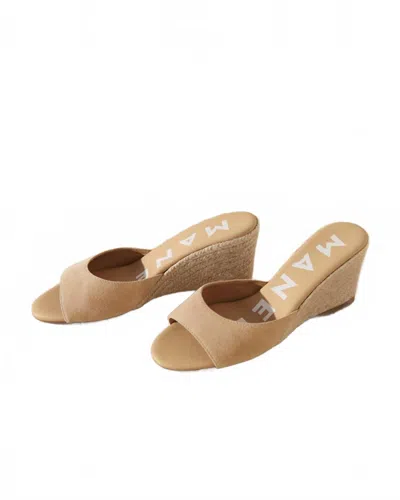 Manebi Women's Soft Suede Mule Wedge Espadrille In Champagne Beige In Brown