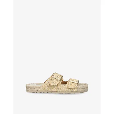 MANEBI WOMENS BEIGE NORDIC DOUBLE-STRAP RAFFIA SANDALS EUR 37 / 4 UK