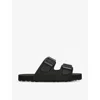 Manebi Womens Black Honolulu Nordic Double-strap Flat Leather Eva Sandals In Black
