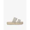 Manebi Womens  Double-strap Cotton Platform Sandals In Gold Comb