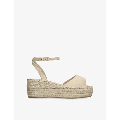 Manebi Womens  Hamptons Suede Espadrille Wedge Sandals In Champagne