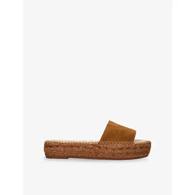 Manebi Womens Mid Brown Chunky Suede Espadrille Slides Eur 40 / 7 Uk