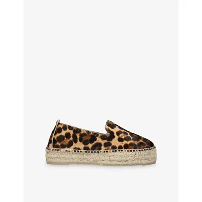 Manebi Womens  Leopard Leather Espadrilles In Brown