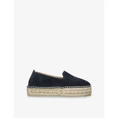 MANEBI WOMENS NAVY HAMPTONS DOUBLE-SOLE FLAT SUEDE ESPADRILLES EUR 40 / 7 UK