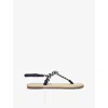 Manebi Woven Strap Flat Sole Open Toe Sandals In White/navy