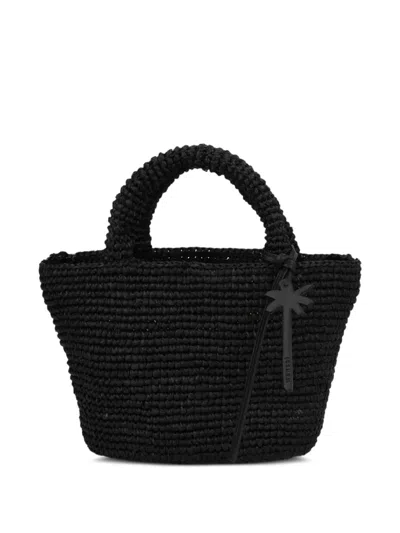 Manebi Woven Handle Shoulder Bag In Black