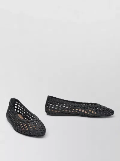 Manebi Woven Leather Ballerina Shoes In Black