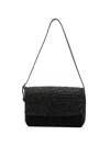 Manebi Shoulder Bag Adjustable Strap Woven Texture In Black