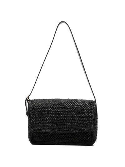 Manebi Woven Leather Shoulder Bag In Black