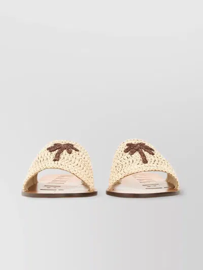 Manebi Woven Palm Tree Flat Sole Sandals