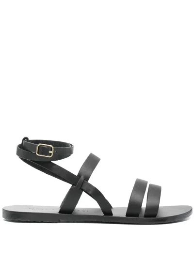 Manebi X Alex Rivière Mika Leather Sandals In Black