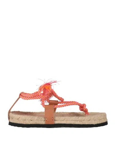 Manebi Manebí X Forte_forte Woman Espadrilles Orange Size 8 Leather, Textile Fibers