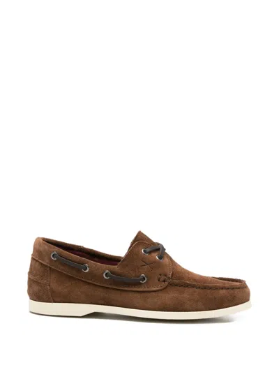 Manebi X Luca Rubinacci Logo-detail Boat Shoes In Brown